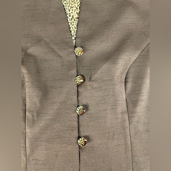 DANNY & NICOLE Womens Brown Short Sleeve Blazer Jacket Peplum Animal Print | 14P - Picture 8 of 10